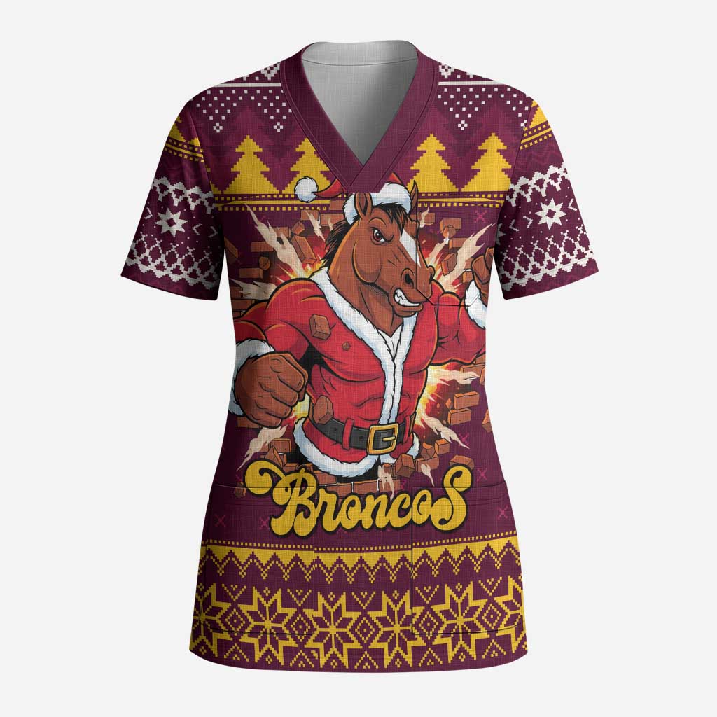 Jingle Broncos Jump Personalized Scrub Top Christmas Rugby League Spirit - Aussie Hoodie