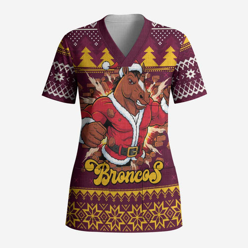 Jingle Broncos Jump Personalized Scrub Top Christmas Rugby League Spirit - Aussie Hoodie