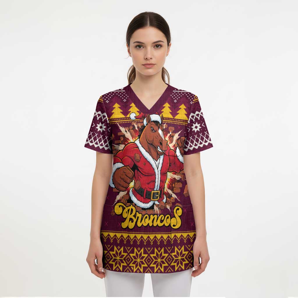 Jingle Broncos Jump Personalized Scrub Top Christmas Rugby League Spirit - Aussie Hoodie