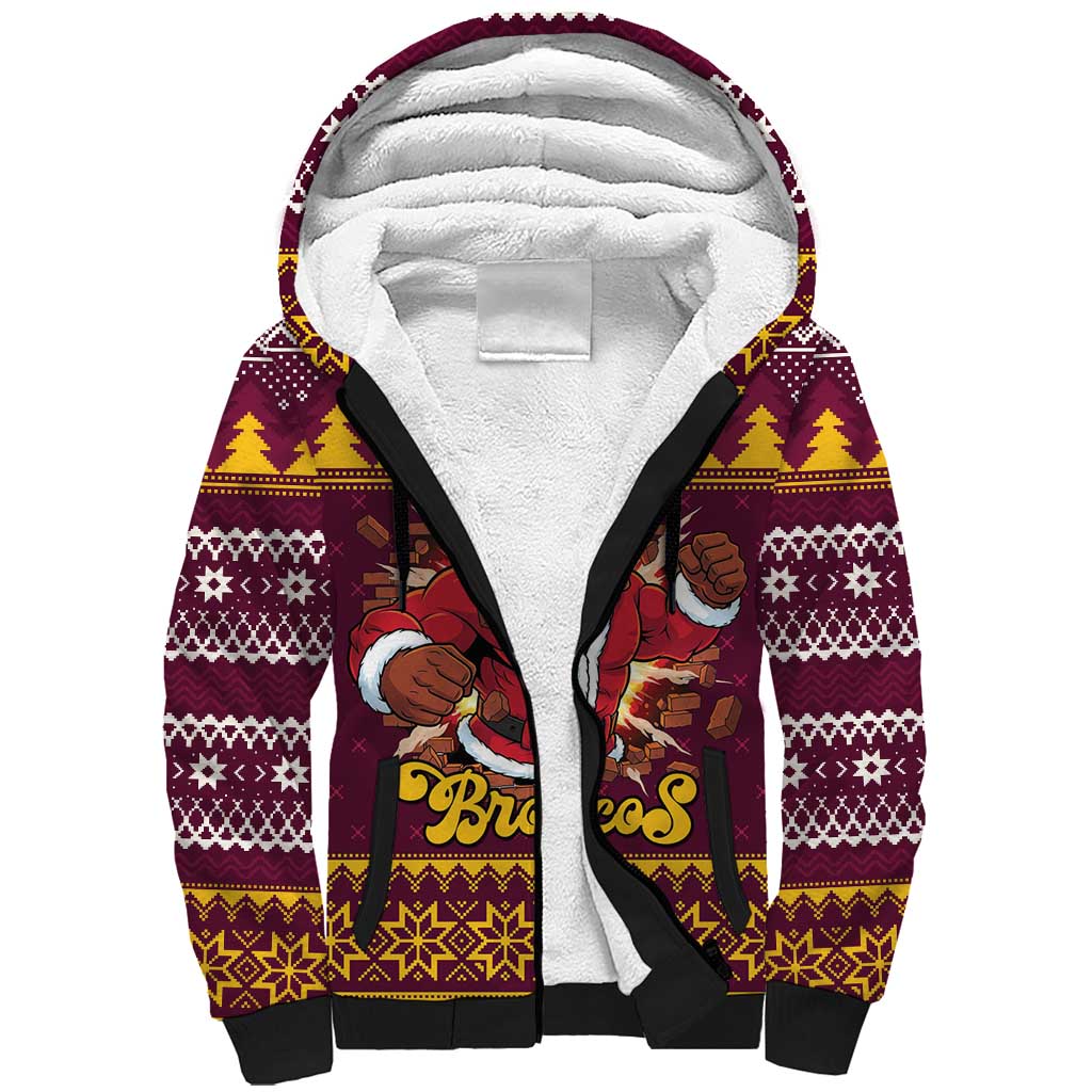 Jingle Broncos Jump Personalized Sherpa Hoodie Christmas Rugby League Spirit - Aussie Hoodie