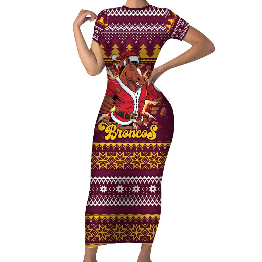 Jingle Broncos Jump Personalized Short Sleeve Bodycon Dress Christmas Rugby League Spirit - Aussie Hoodie