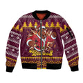 Jingle Broncos Jump Personalized Sleeve Zip Bomber Jacket Christmas Rugby League Spirit - Aussie Hoodie