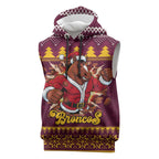 Jingle Broncos Jump Personalized Sleeveless Hoodie Christmas Rugby League Spirit - Aussie Hoodie