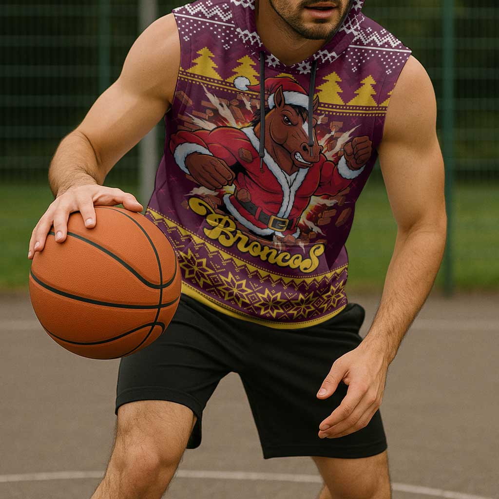 Jingle Broncos Jump Personalized Sleeveless Hoodie Christmas Rugby League Spirit - Aussie Hoodie