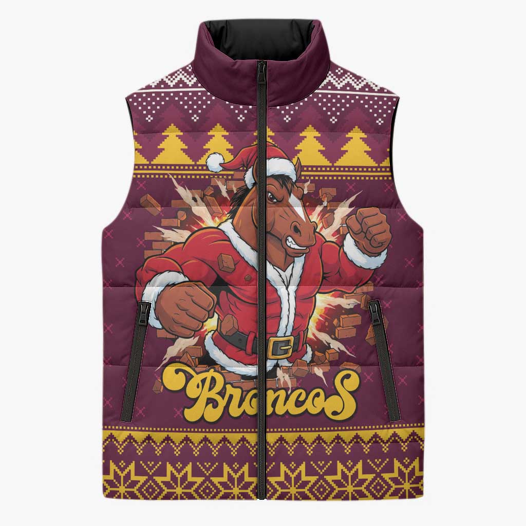 Jingle Broncos Jump Personalized Sleeveless Puffer Jacket Christmas Rugby League Spirit - Aussie Hoodie