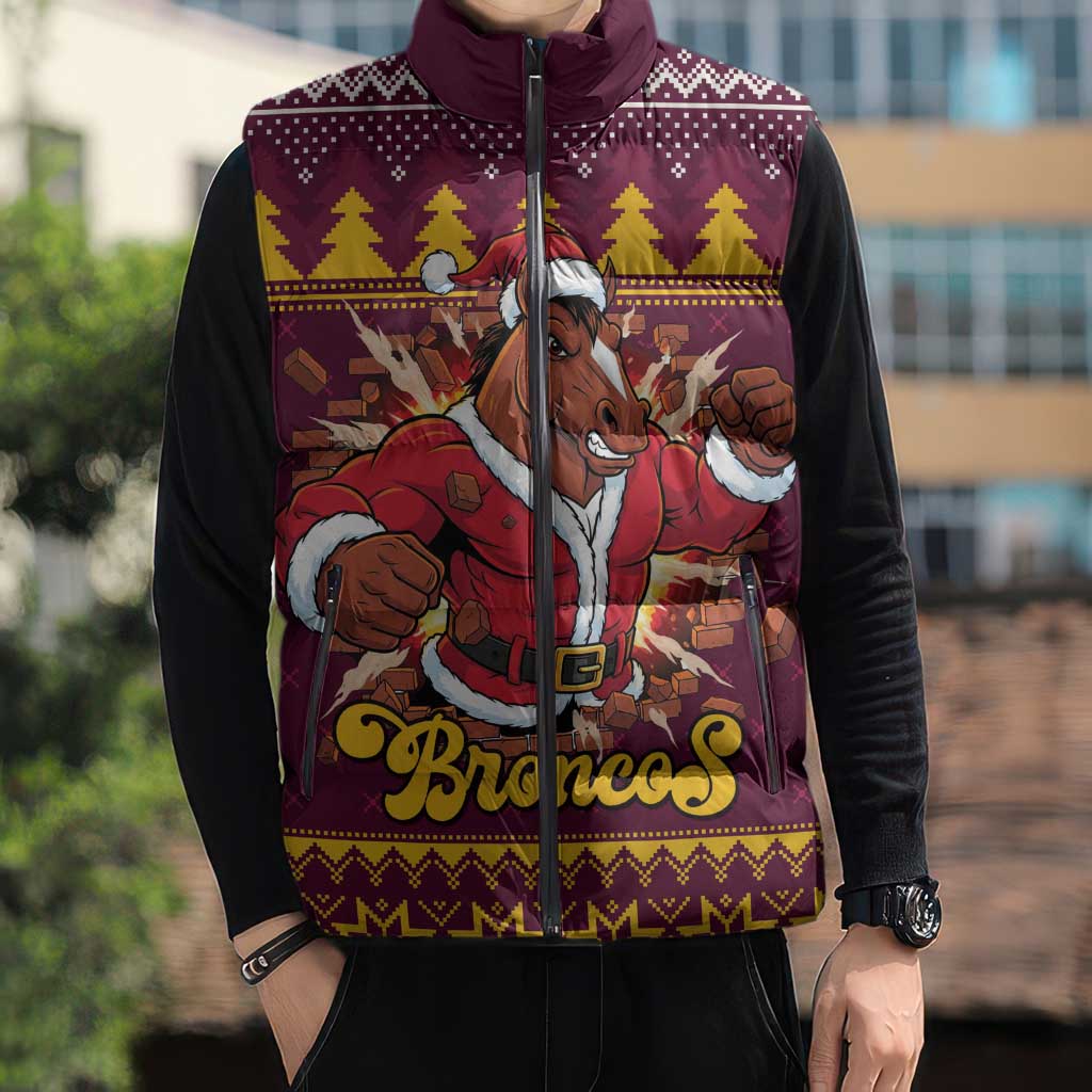 Jingle Broncos Jump Personalized Sleeveless Puffer Jacket Christmas Rugby League Spirit - Aussie Hoodie