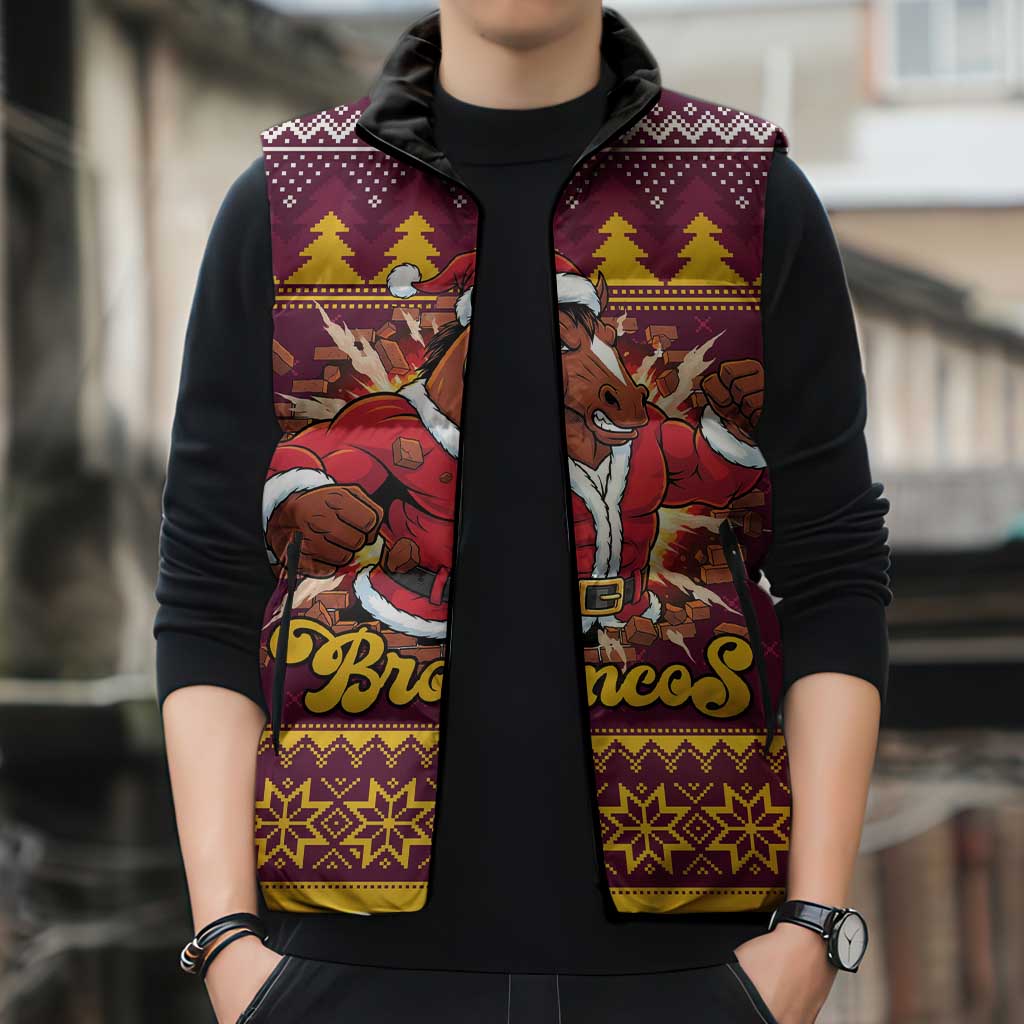 Jingle Broncos Jump Personalized Sleeveless Puffer Jacket Christmas Rugby League Spirit - Aussie Hoodie