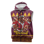 Jingle Broncos Jump Personalized Sleeveless Zip Hoodie Christmas Rugby League Spirit LT9