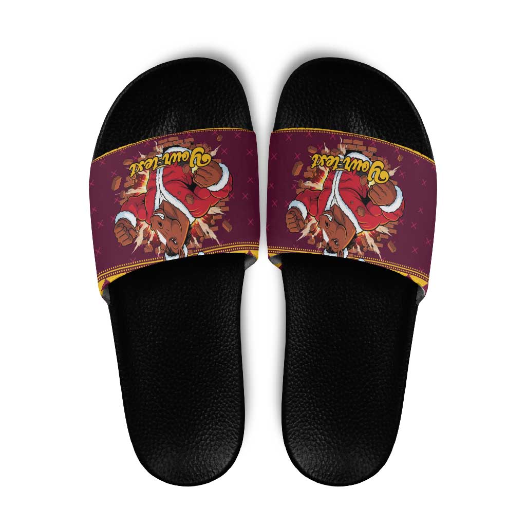 Jingle Broncos Jump Personalized Slide Sandals Christmas Rugby League Spirit - Aussie Hoodie