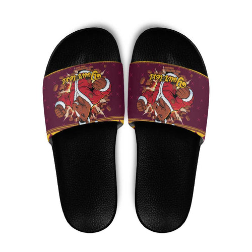 Jingle Broncos Jump Personalized Slide Sandals Christmas Rugby League Spirit - Aussie Hoodie