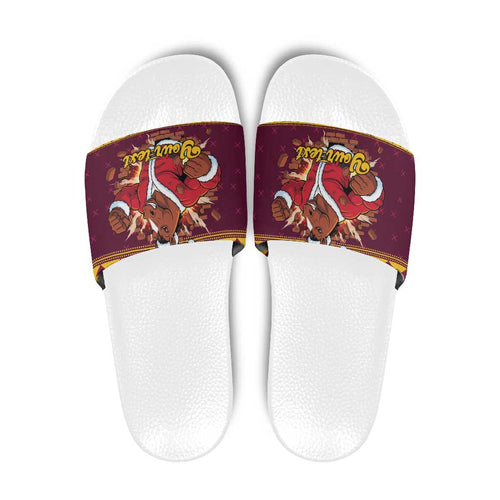 Jingle Broncos Jump Personalized Slide Sandals Christmas Rugby League Spirit - Aussie Hoodie