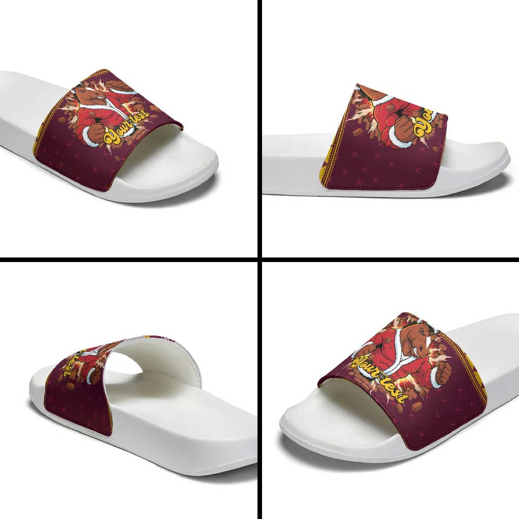 Jingle Broncos Jump Personalized Slide Sandals Christmas Rugby League Spirit - Aussie Hoodie