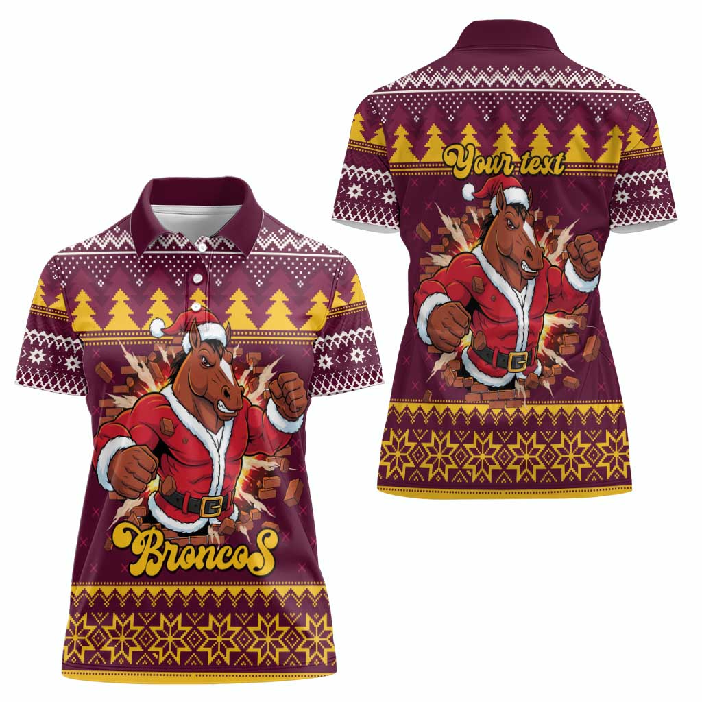 Jingle Broncos Jump Personalized Women Polo Shirt Christmas Rugby League Spirit - Aussie Hoodie