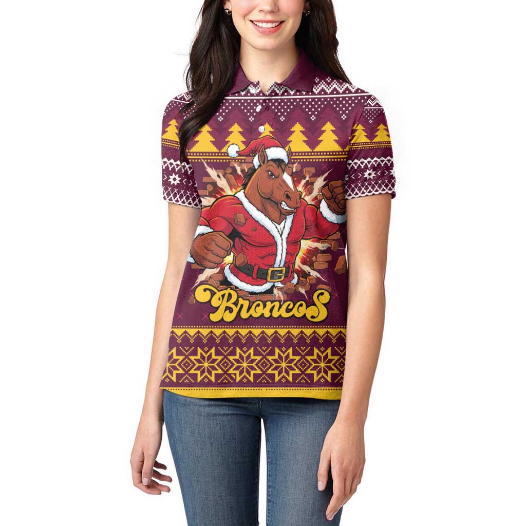 Jingle Broncos Jump Personalized Women Polo Shirt Christmas Rugby League Spirit - Aussie Hoodie
