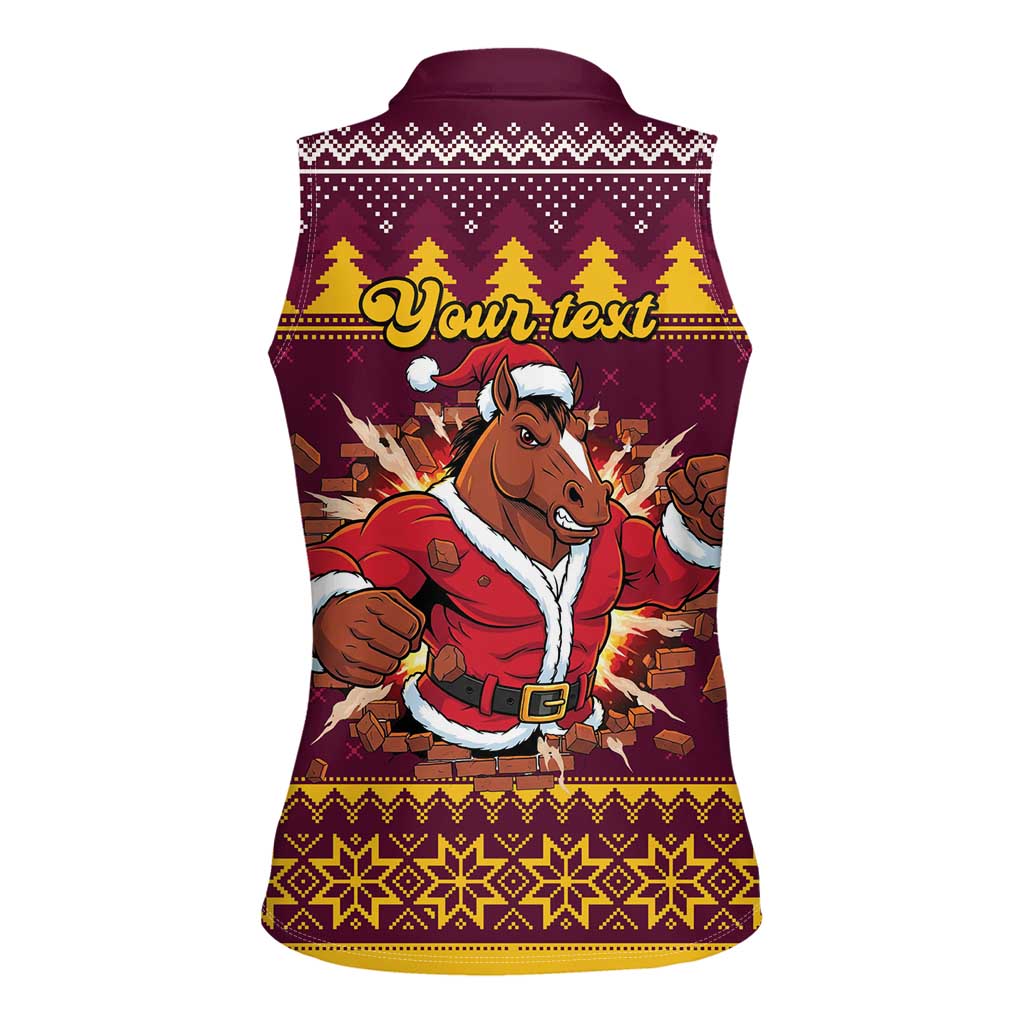 Jingle Broncos Jump Personalized Women Sleeveless Polo Shirt Christmas Rugby League Spirit - Aussie Hoodie
