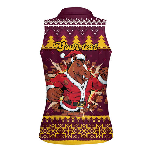 Jingle Broncos Jump Personalized Women Sleeveless Polo Shirt Christmas Rugby League Spirit - Aussie Hoodie