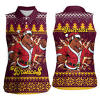 Jingle Broncos Jump Personalized Women Sleeveless Polo Shirt Christmas Rugby League Spirit - Aussie Hoodie