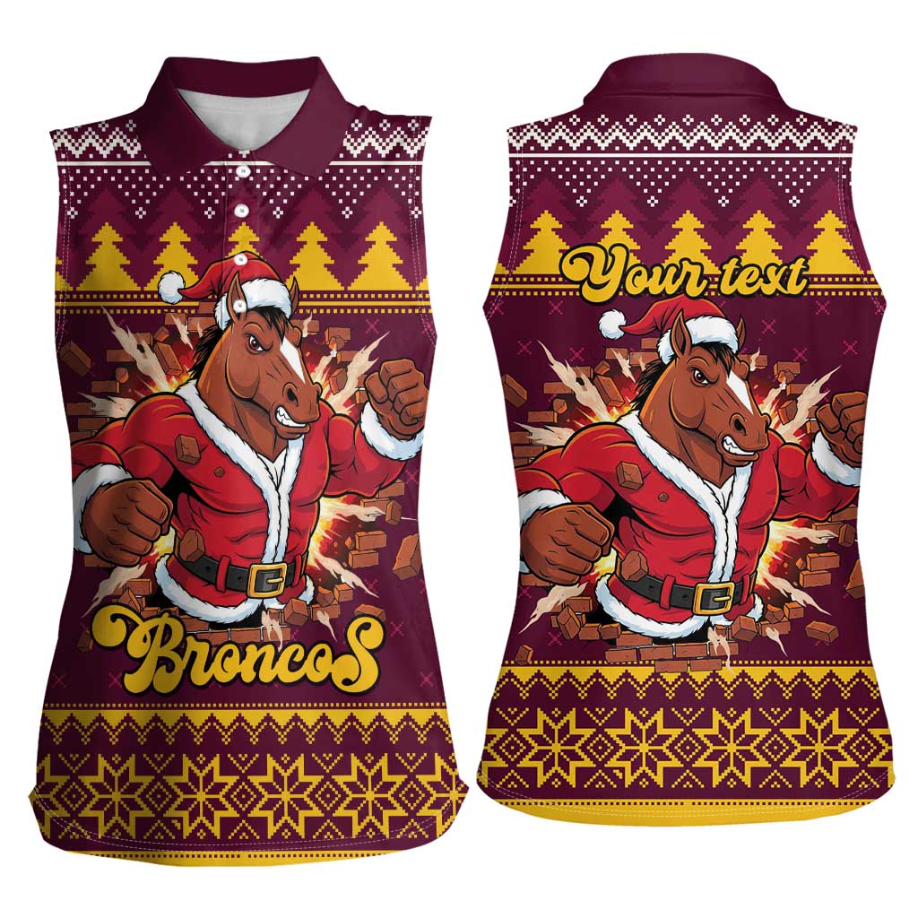 Jingle Broncos Jump Personalized Women Sleeveless Polo Shirt Christmas Rugby League Spirit - Aussie Hoodie