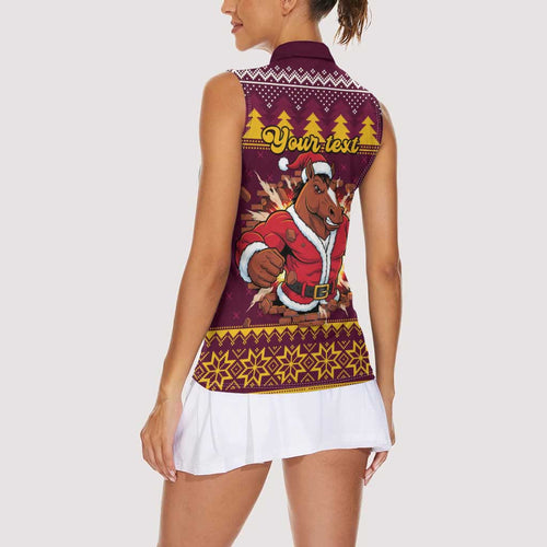 Jingle Broncos Jump Personalized Women Sleeveless Polo Shirt Christmas Rugby League Spirit - Aussie Hoodie