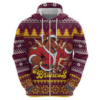 Jingle Broncos Jump Personalized Zip Hoodie Christmas Rugby League Spirit - Aussie Hoodie