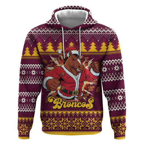 Jingle Broncos Jump Personalized Zip Hoodie Christmas Rugby League Spirit - Aussie Hoodie