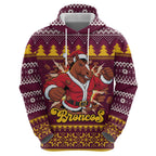 Jingle Broncos Jump Personalized Zip Hoodie Christmas Rugby League Spirit - Aussie Hoodie