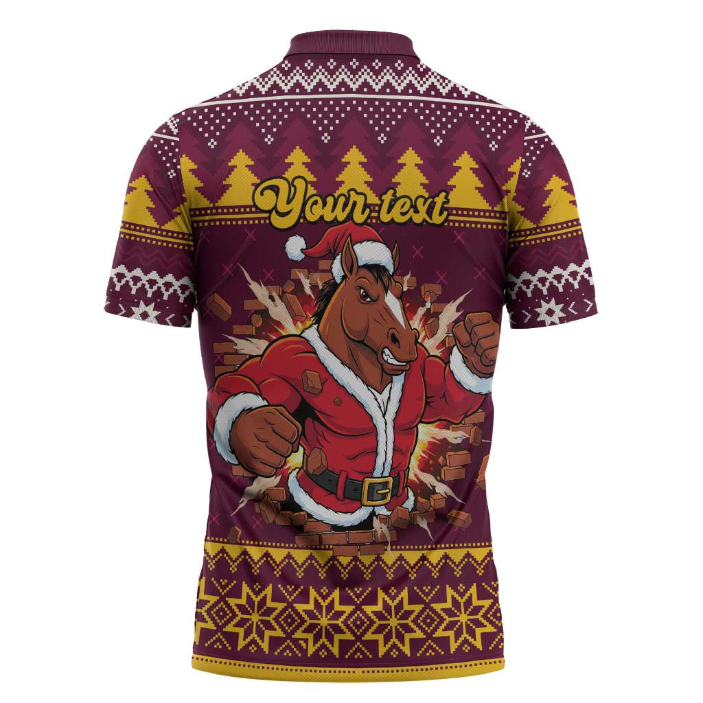 Jingle Broncos Jump Personalized Zipper Polo Shirt Christmas Rugby League Spirit - Aussie Hoodie