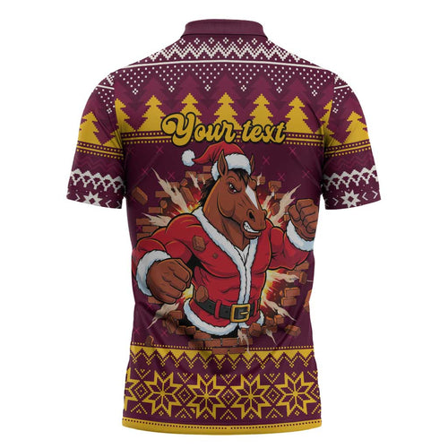 Jingle Broncos Jump Personalized Zipper Polo Shirt Christmas Rugby League Spirit - Aussie Hoodie
