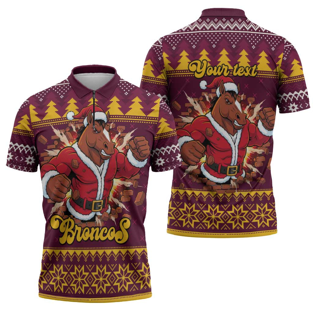 Jingle Broncos Jump Personalized Zipper Polo Shirt Christmas Rugby League Spirit - Aussie Hoodie