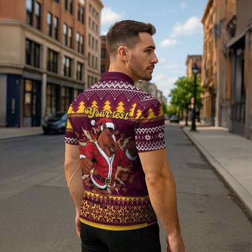 Jingle Broncos Jump Personalized Zipper Polo Shirt Christmas Rugby League Spirit - Aussie Hoodie