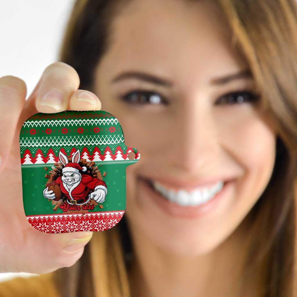 Jingle Rabbitohs Jump Personalized AirPods Case Christmas Rugby League Spirit - Aussie Hoodie