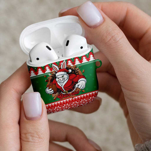 Jingle Rabbitohs Jump Personalized AirPods Case Christmas Rugby League Spirit - Aussie Hoodie