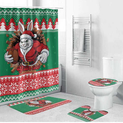 Jingle Rabbitohs Jump Personalized Bathroom Set Christmas Rugby League Spirit - Aussie Hoodie