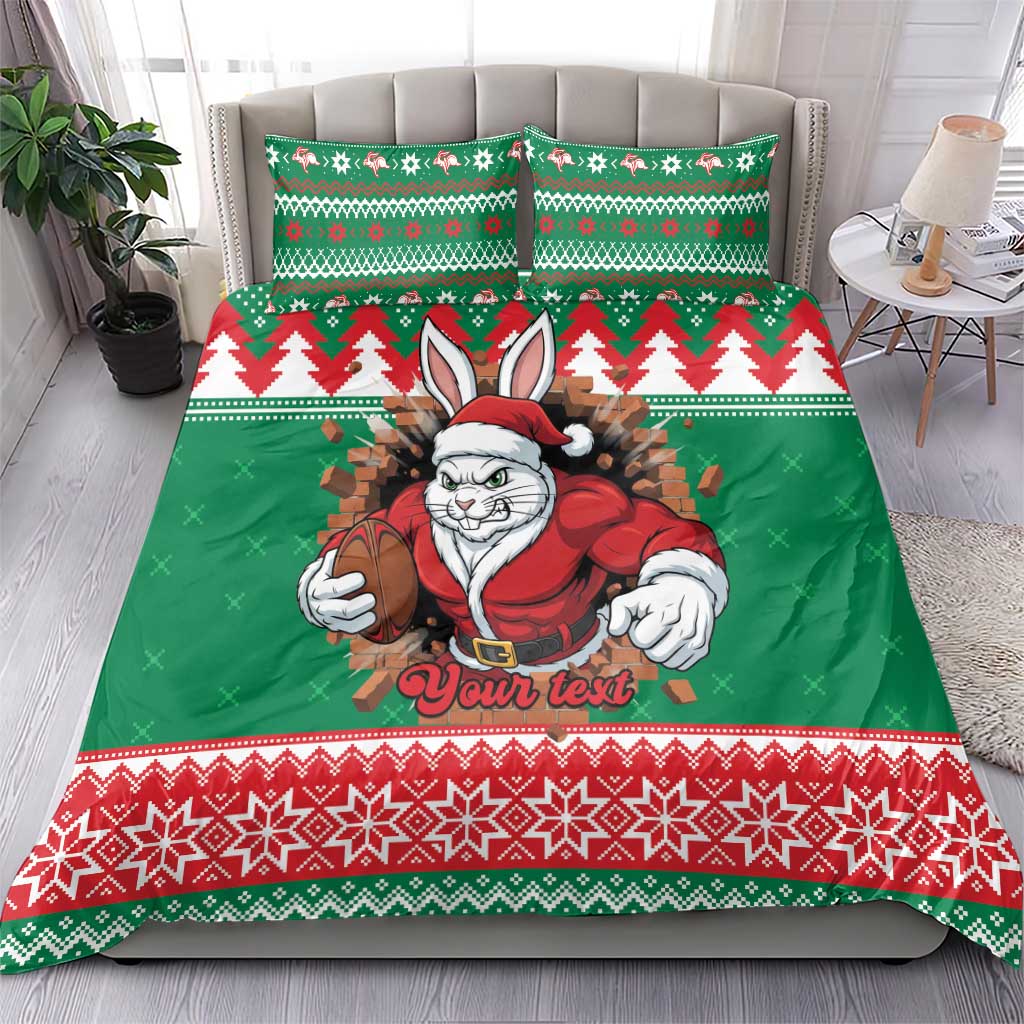 Jingle Rabbitohs Jump Personalized Bedding Set Christmas Rugby League Spirit - Aussie Hoodie