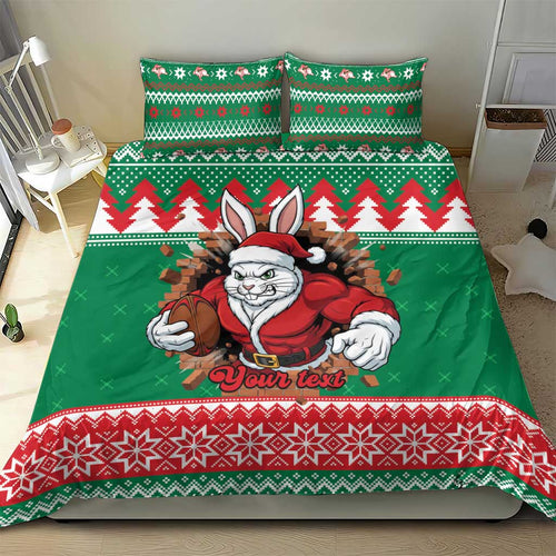Jingle Rabbitohs Jump Personalized Bedding Set Christmas Rugby League Spirit - Aussie Hoodie