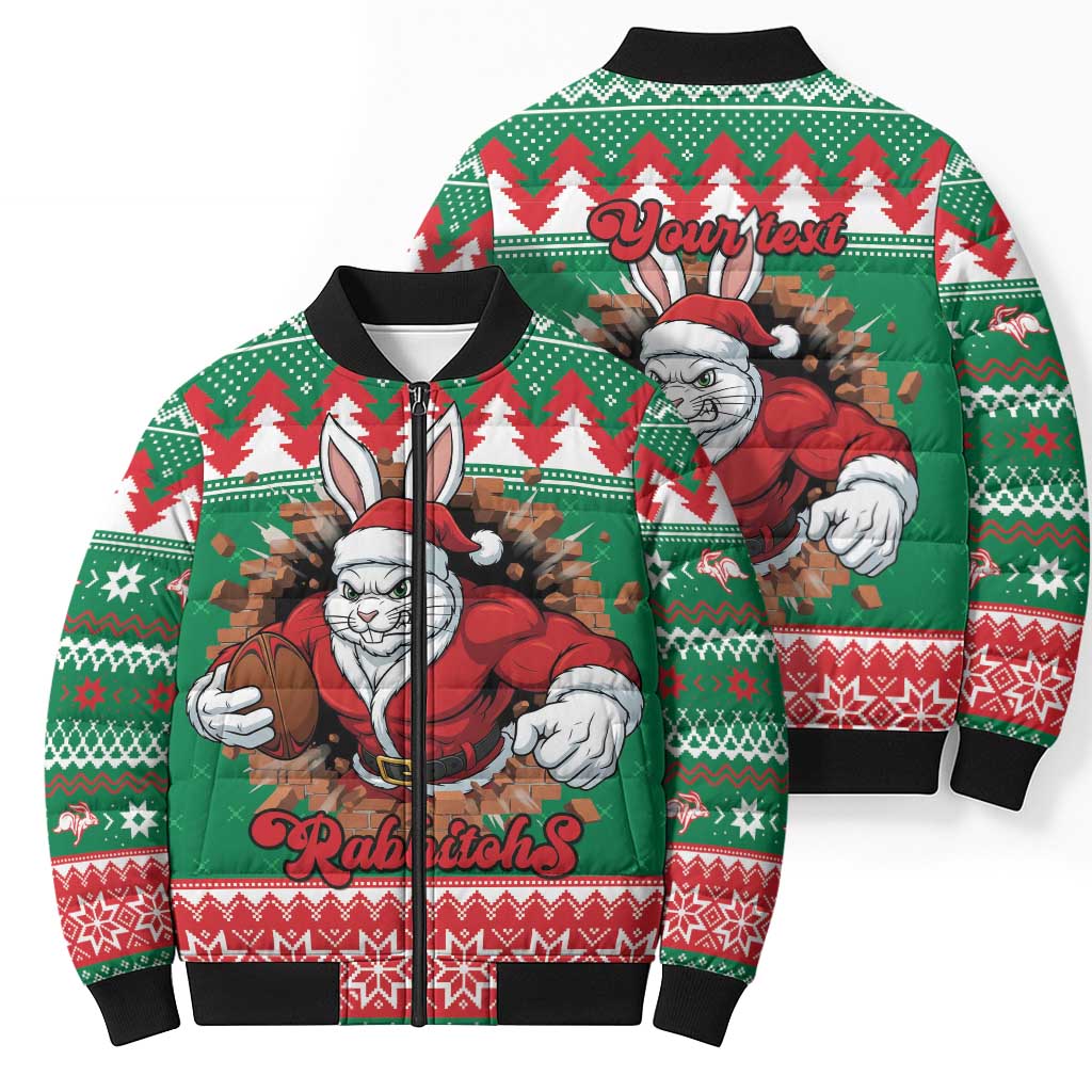 Jingle Rabbitohs Jump Personalized Bomber Puffer Jacket Christmas Rugby League Spirit - Aussie Hoodie