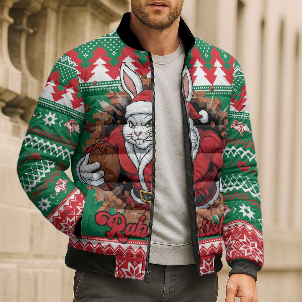 Jingle Rabbitohs Jump Personalized Bomber Puffer Jacket Christmas Rugby League Spirit - Aussie Hoodie