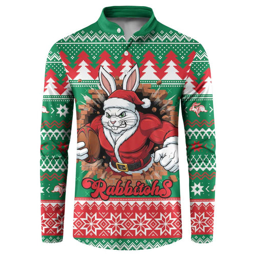 Jingle Rabbitohs Jump Personalized Button Sweatshirt Christmas Rugby League Spirit - Aussie Hoodie