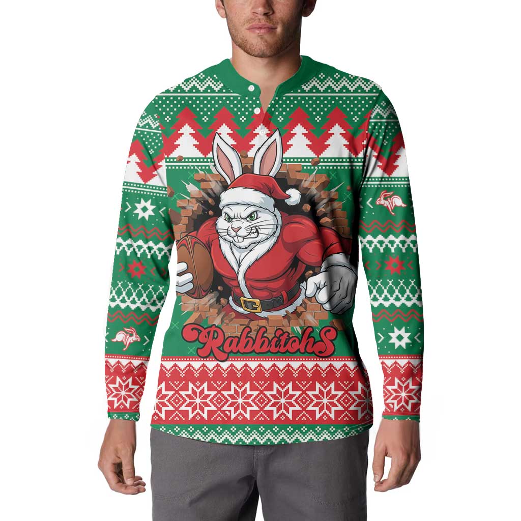 Jingle Rabbitohs Jump Personalized Button Sweatshirt Christmas Rugby League Spirit - Aussie Hoodie