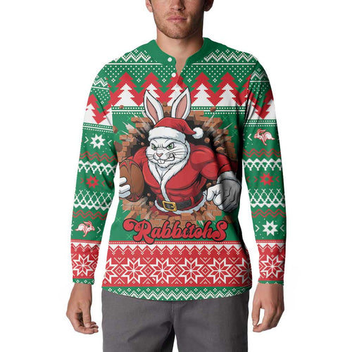 Jingle Rabbitohs Jump Personalized Button Sweatshirt Christmas Rugby League Spirit - Aussie Hoodie