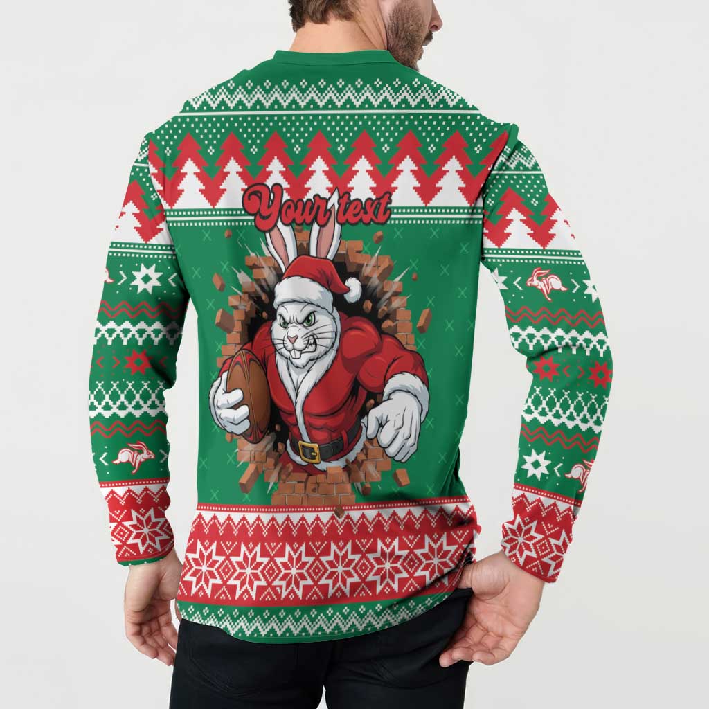 Jingle Rabbitohs Jump Personalized Button Sweatshirt Christmas Rugby League Spirit - Aussie Hoodie