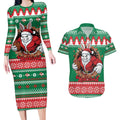 Jingle Rabbitohs Jump Personalized Couples Matching Long Sleeve Bodycon Dress and Hawaiian Shirt Christmas Rugby League Spirit - Aussie Hoodie