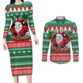 Jingle Rabbitohs Jump Personalized Couples Matching Long Sleeve Bodycon Dress and Long Sleeve Button Shirt Christmas Rugby League Spirit - Aussie Hoodie