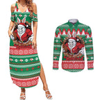 Jingle Rabbitohs Jump Personalized Couples Matching Summer Maxi Dress and Long Sleeve Button Shirt Christmas Rugby League Spirit - Aussie Hoodie