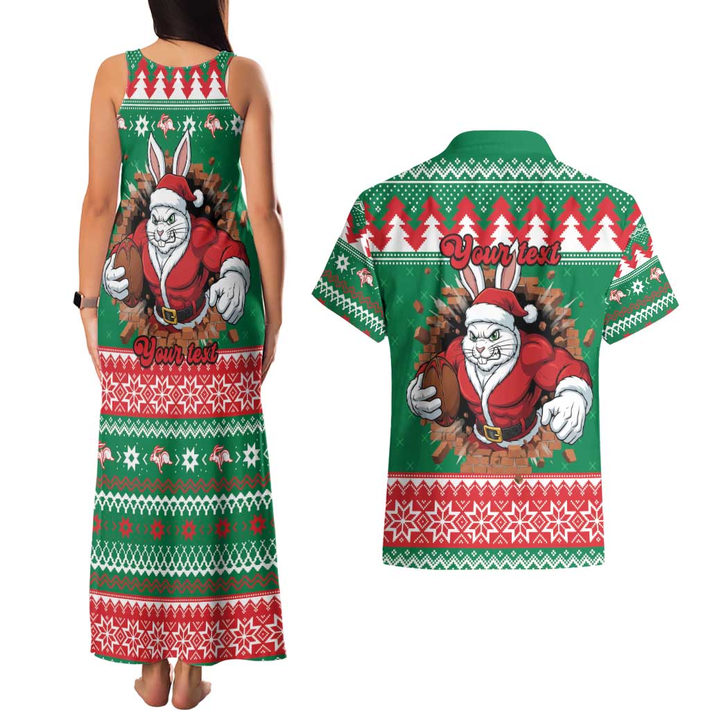 Jingle Rabbitohs Jump Personalized Couples Matching Tank Maxi Dress and Hawaiian Shirt Christmas Rugby League Spirit - Aussie Hoodie