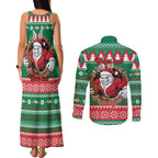 Jingle Rabbitohs Jump Personalized Couples Matching Tank Maxi Dress and Long Sleeve Button Shirt Christmas Rugby League Spirit - Aussie Hoodie