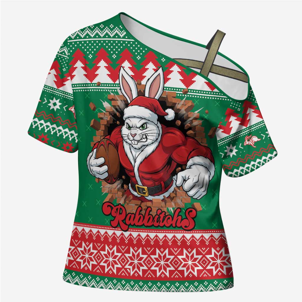 Jingle Rabbitohs Jump Personalized Cross Shoulder Shirt Christmas Rugby League Spirit - Aussie Hoodie