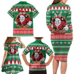Jingle Rabbitohs Jump Personalized Family Matching Long Sleeve Bodycon Dress and Hawaiian Shirt Christmas Rugby League Spirit - Aussie Hoodie