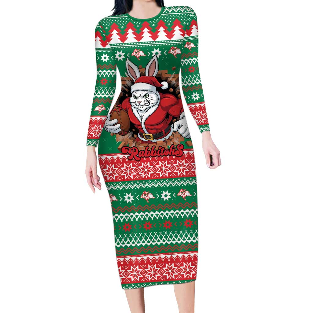 Jingle Rabbitohs Jump Personalized Family Matching Long Sleeve Bodycon Dress and Hawaiian Shirt Christmas Rugby League Spirit - Aussie Hoodie