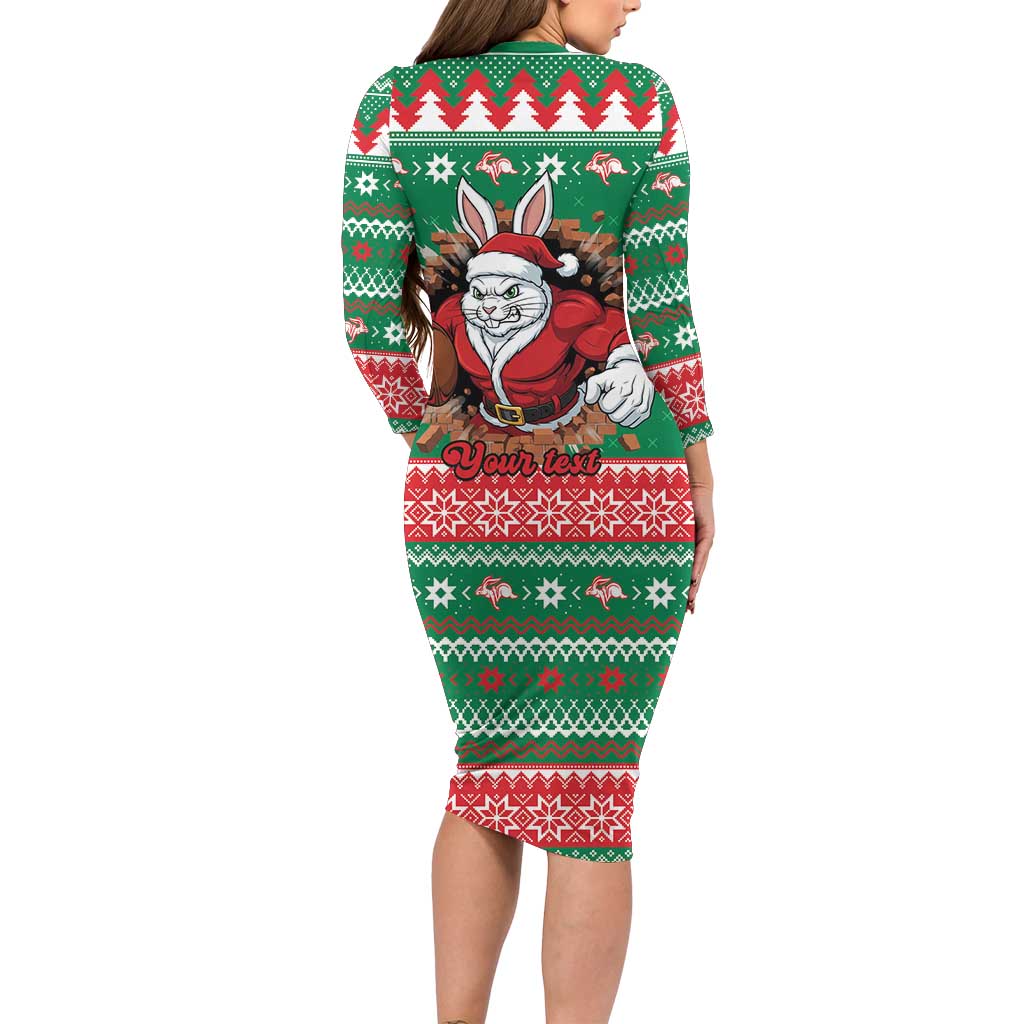 Jingle Rabbitohs Jump Personalized Family Matching Long Sleeve Bodycon Dress and Hawaiian Shirt Christmas Rugby League Spirit - Aussie Hoodie